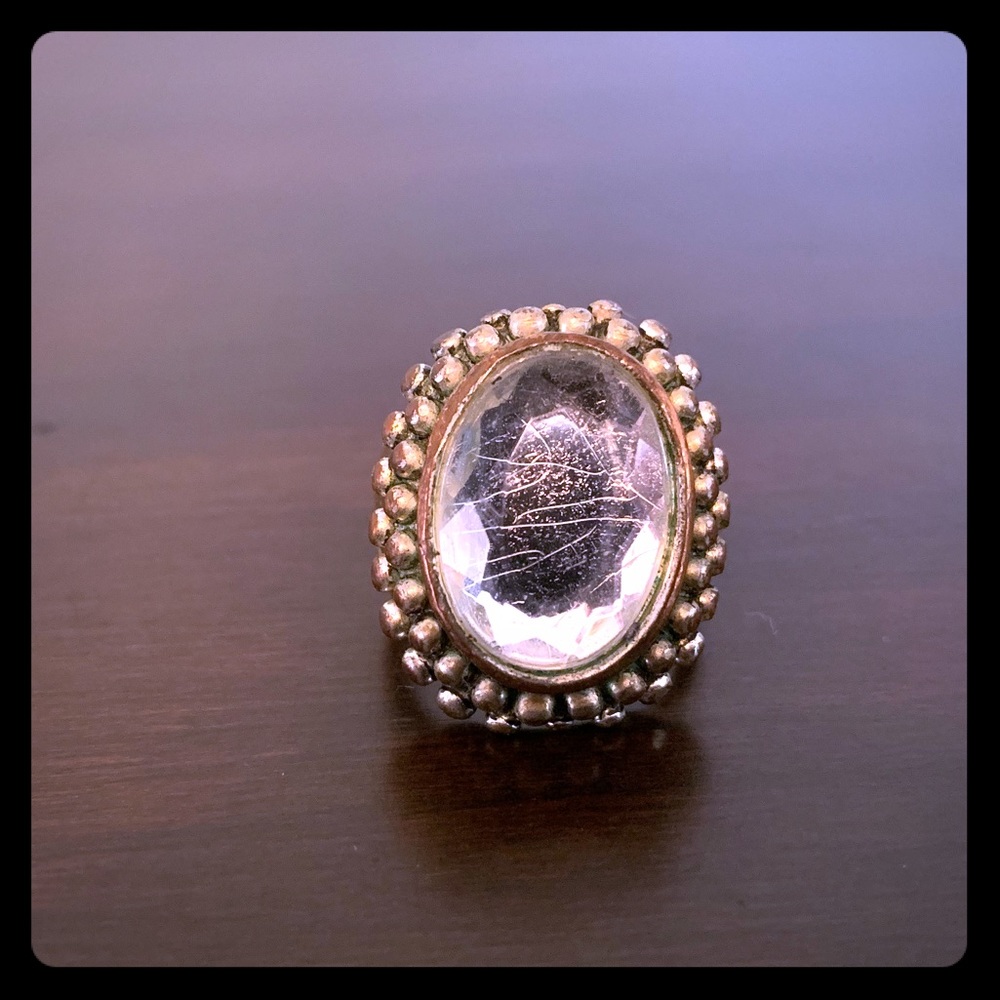 H&M fashion crystal silver statement ring